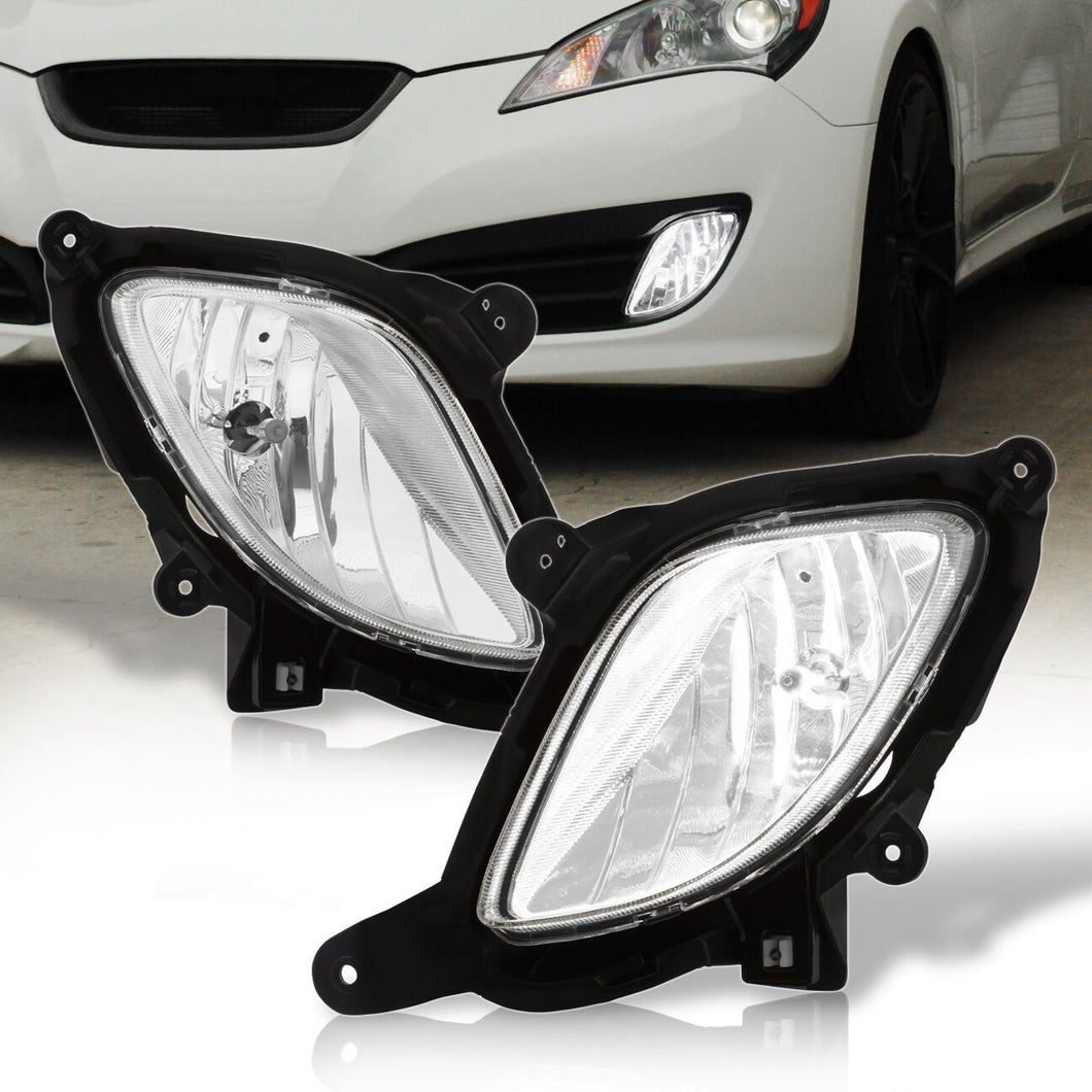 Hyundai Genesis Coupe 2010-2012 Front Fog Lights Clear Len (Includes Switch & Wiring Harness)