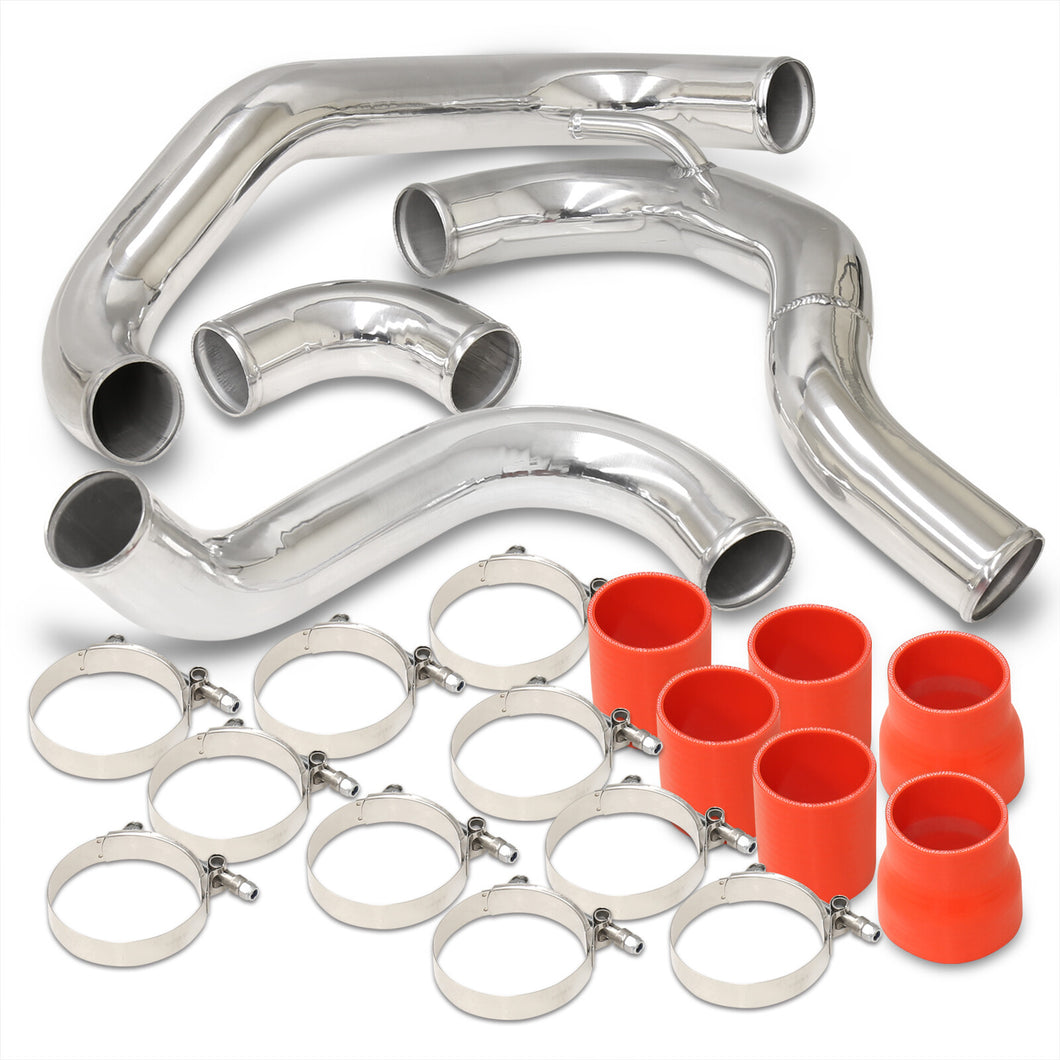 Nissan 240SX S13 1989-1994 CA18DET Bolt-On Aluminum Polished Piping Kit + Red Couplers