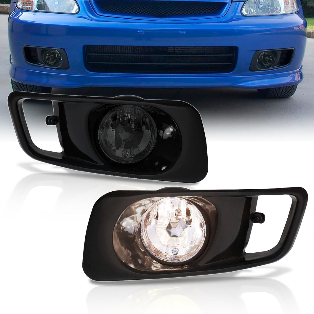 Honda Civic 1999-2000 Front Fog Lights Smoked Len (Includes Switch & Wiring Harness)