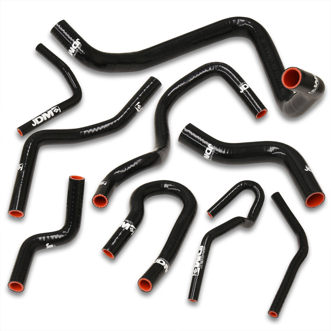 Honda Civic 1992-2000 D-Series D15 D16 SOHC Silicone Radiator & Heater Hoses Set Black