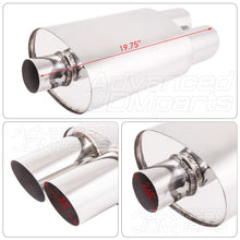 Load image into Gallery viewer, Universal 2.5&quot; Inlet / 3.5&quot; Dual Slant Tips DTM Style Stainless Steel Exhaust Muffler Chrome
