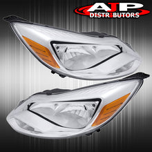 Load image into Gallery viewer, Ford Focus 2012-2014 Factory Style Headlights Chrome Housing Clear Len Amber Reflector
