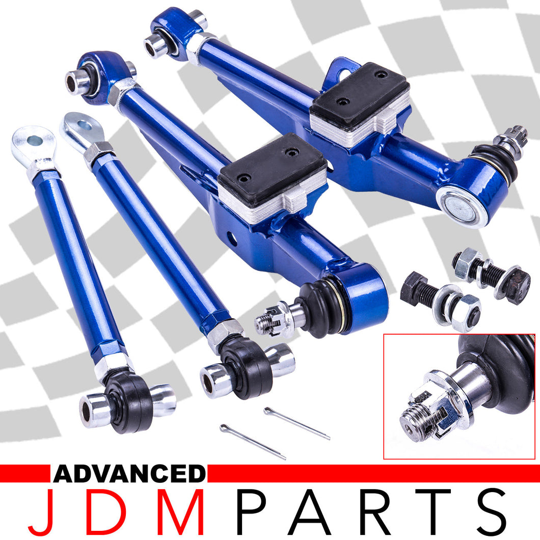 For Nissan 240SX 89-98 S13 S14 Blue Front Lower Control Arm Kit + Tension Rod