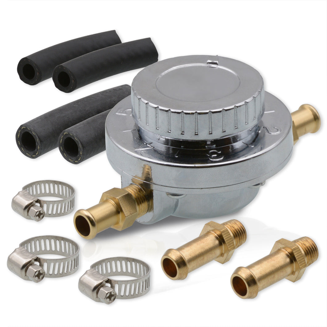 Manual Silver Adjustable Fuel Pressure Regulator For Any Carburetor Engine