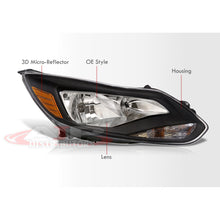 Load image into Gallery viewer, Ford Focus 2012-2014 Factory Style Headlights Black Housing Clear Len Amber Reflector
