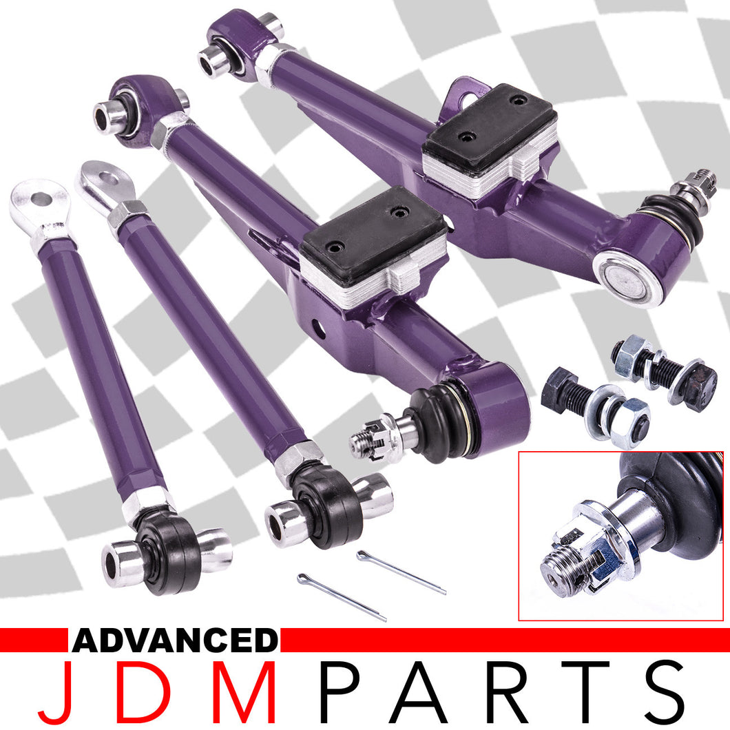 For Nissan 240SX 89-98 S13 S14 Purple Front Lower Control Arm Kit + Tension Rod