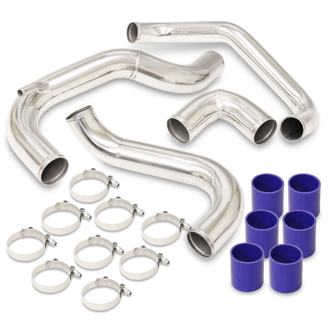 Nissan 240SX S13 180SX 89-94 CA18DET Bolt-On Aluminum Polished Piping Kit + Blue Couplers