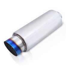 Load image into Gallery viewer, Universal 2.5&quot; Inlet / 4&quot; Slant Tip Fireball Style Stainless Steel Exhaust Muffler Burnt
