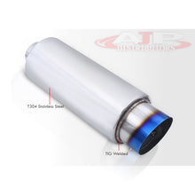 Load image into Gallery viewer, Universal 2.5&quot; Inlet / 4&quot; Slant Tip Fireball Style Stainless Steel Exhaust Muffler Burnt
