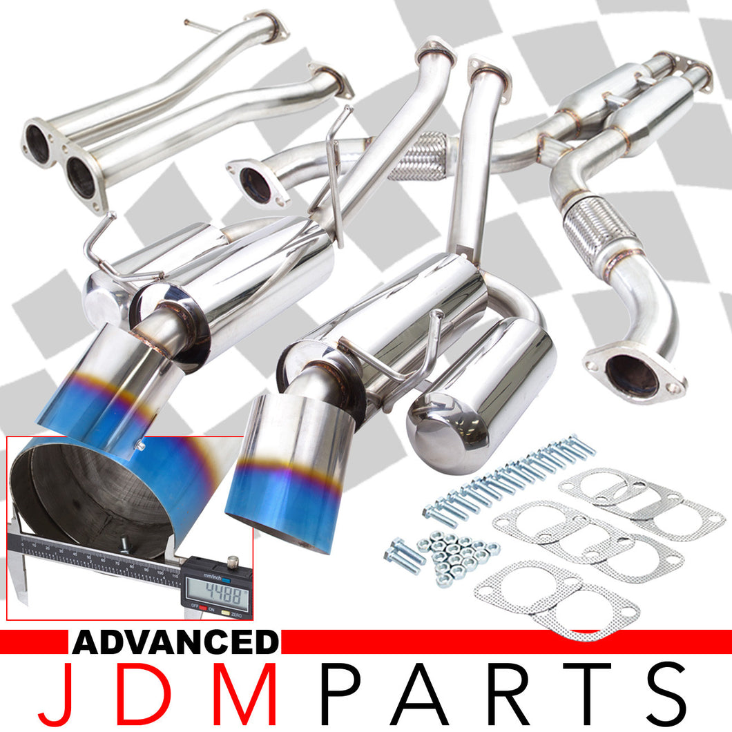 Infiniti G35 Coupe 2003-2007 / Nissan 350Z 2003-2009 Hi-Power Style Dual Tip Stainless Steel Catback Exhaust System Burnt Tip (Piping: 2.25