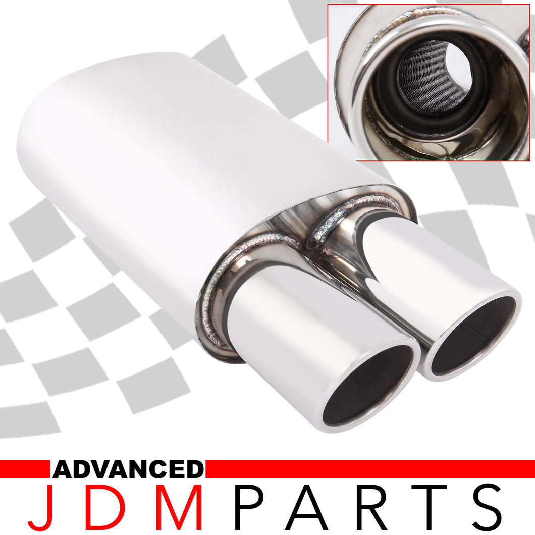 Universal 2.5 Inlet 3 Outlet Dual Exhaust Tip Muffler Stainless Steel Universal 20 5 Length Dual Slant Tip Weld On Exhaust Resonator Muffler Dtm Styl Universal 2.5 Inlet 3 Outlet Dual Exhaust Tip Muffler Stainless Steel Universal 20 5 Length Dual Slant Tip Weld On Exhaust Resonator Muffler Dtm Styl