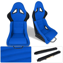 Load image into Gallery viewer, Universal K110 Bucket Racing Seats + Sliders Blue Cloth

