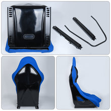 Load image into Gallery viewer, Universal K110 Bucket Racing Seats + Sliders Blue Cloth
