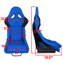 Load image into Gallery viewer, Universal K110 Bucket Racing Seats + Sliders Blue Cloth
