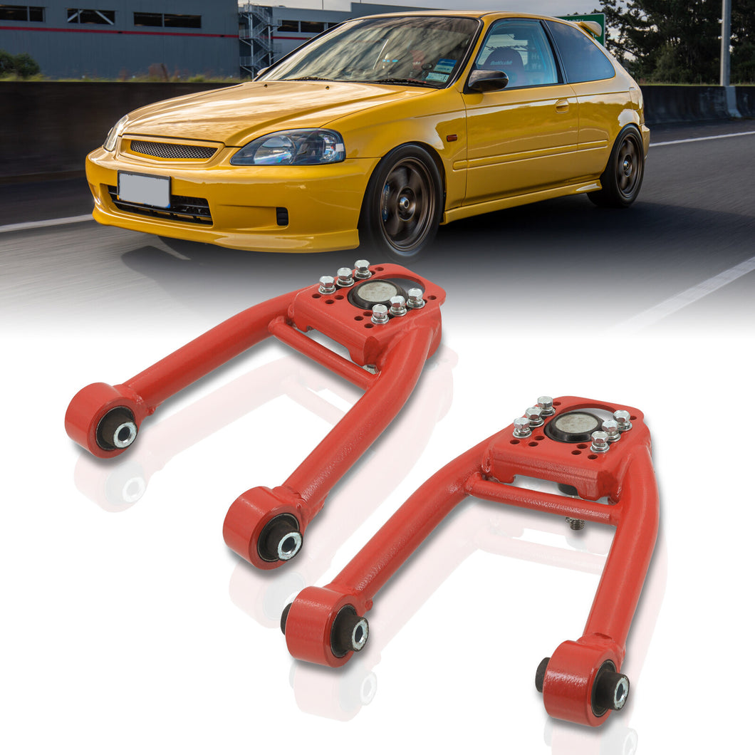 Honda Civic 1996-2000 Front Upper Tubular Control Arms Camber Kit Red