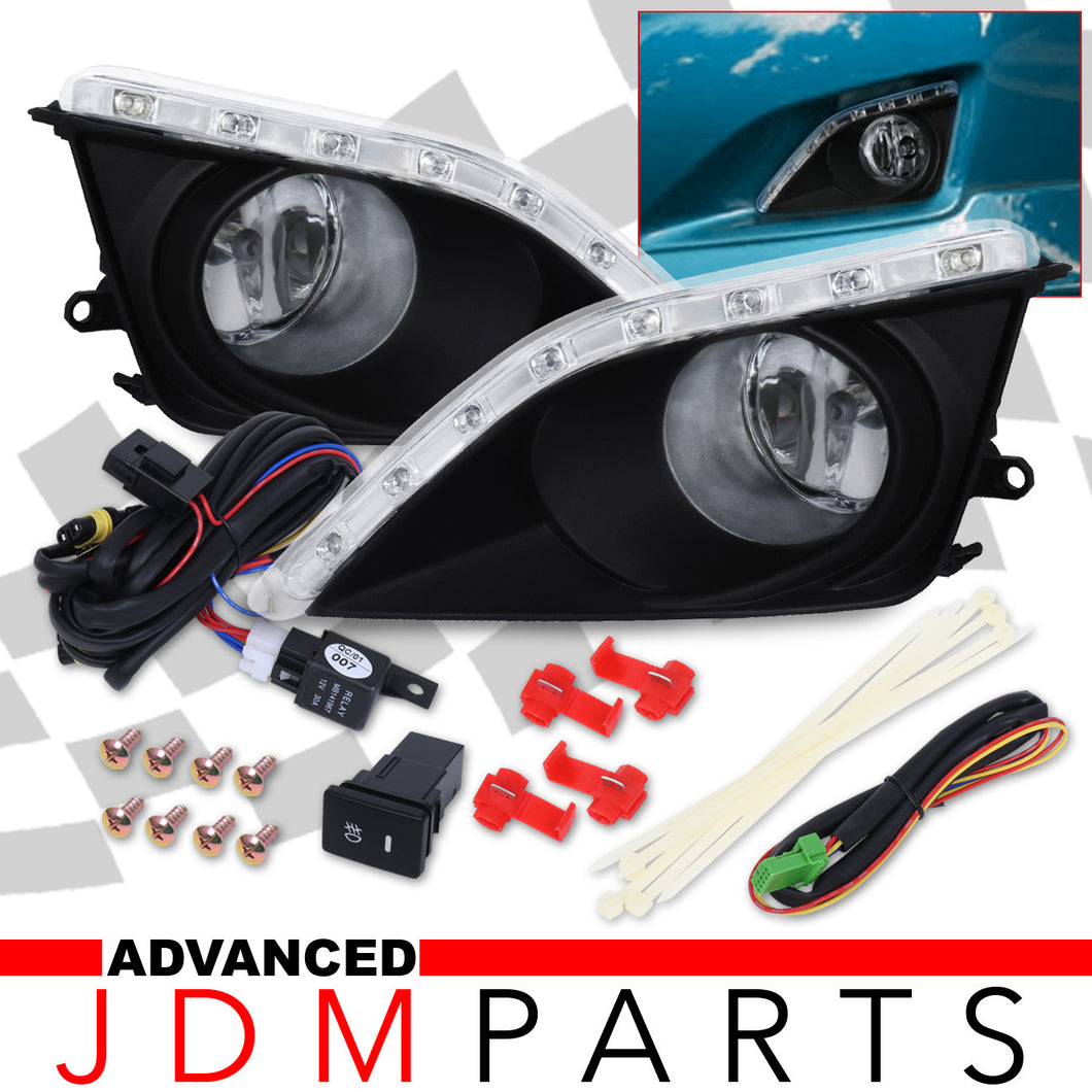 Toyota Corolla 2009-2010 Front LED DRL Fog Lights Clear Len (Includes Switch & Wiring Harness)