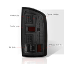 Load image into Gallery viewer, Dodge Ram 1500 2007-2008 / 2500 3500 2007-2009 LED Bar Tail Lights Chrome Housing Smoke Len White Tube (Excluding OEM LED Models)

