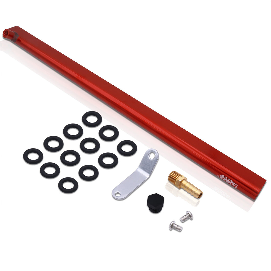 JDM Sport Nissan RB30 Fuel Rail Red with Black Fittings