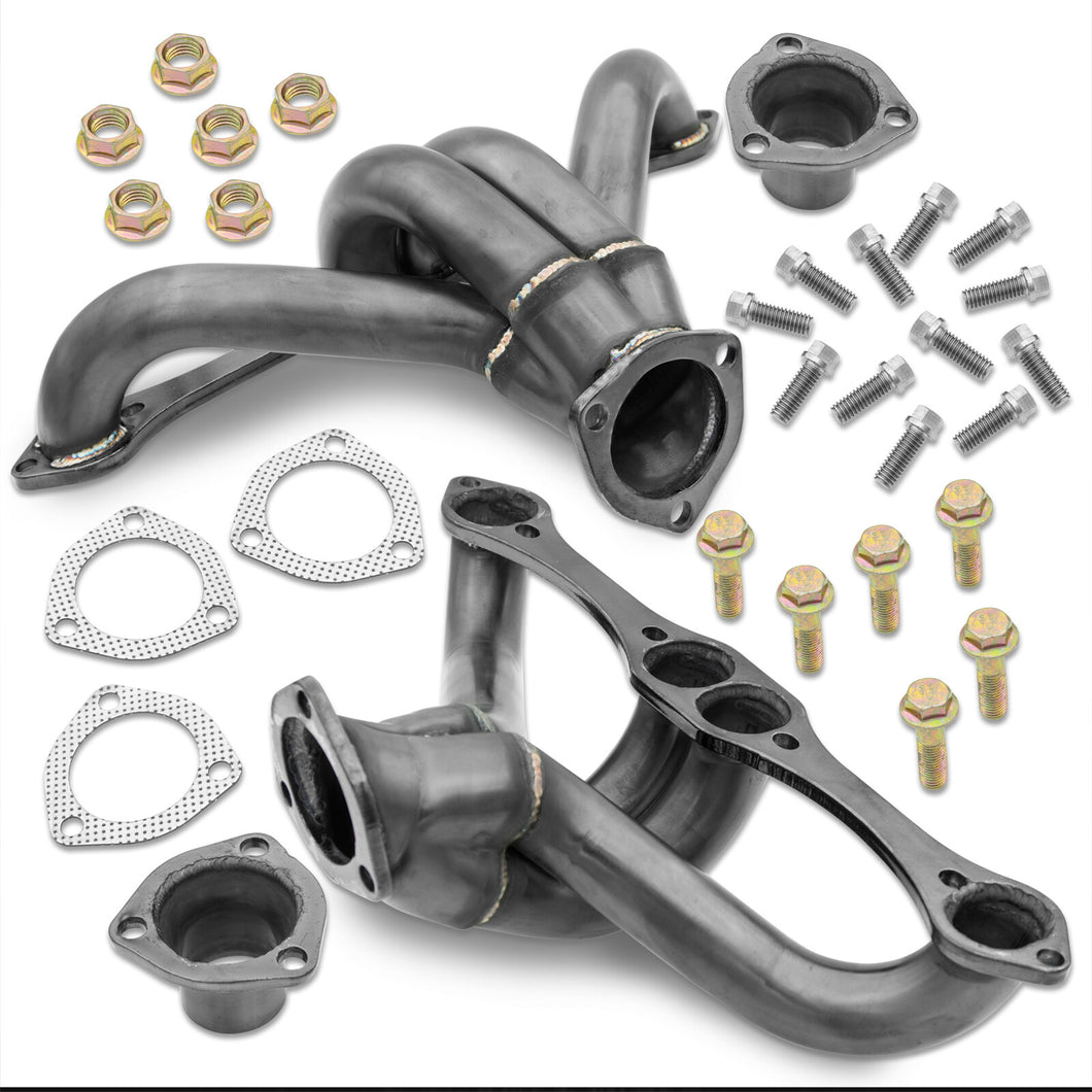 Chevrolet Small Block SBC 283 305 327 350 400 V8 1955+ Stainless Steel Shorty Exhaust Header Black