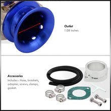Load image into Gallery viewer, Adjustable PSI BOV Gunmetal Top Blue Lip Blow Off Valve + Aluminum Adapter Pipe
