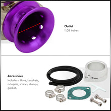 Load image into Gallery viewer, Adjustable PSI BOV Gunmetal Top Purple Lip Blow Off Valve Aluminum Adapter Pipe

