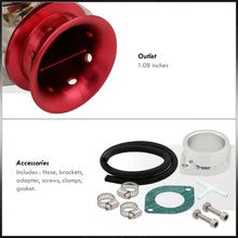 Load image into Gallery viewer, Adjustable PSI BOV Gunmetal Top Red Lip Blow Off Valve Aluminum Adapter Pipe
