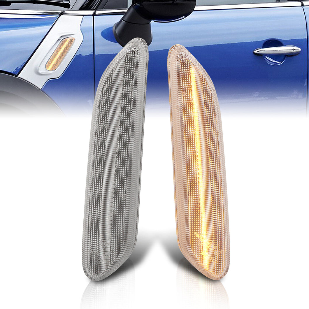 Mini Countryman R60 2011-2016 / Paceman R61 2013-2016 Front Amber Sequential LED Side Marker Lights Clear Len