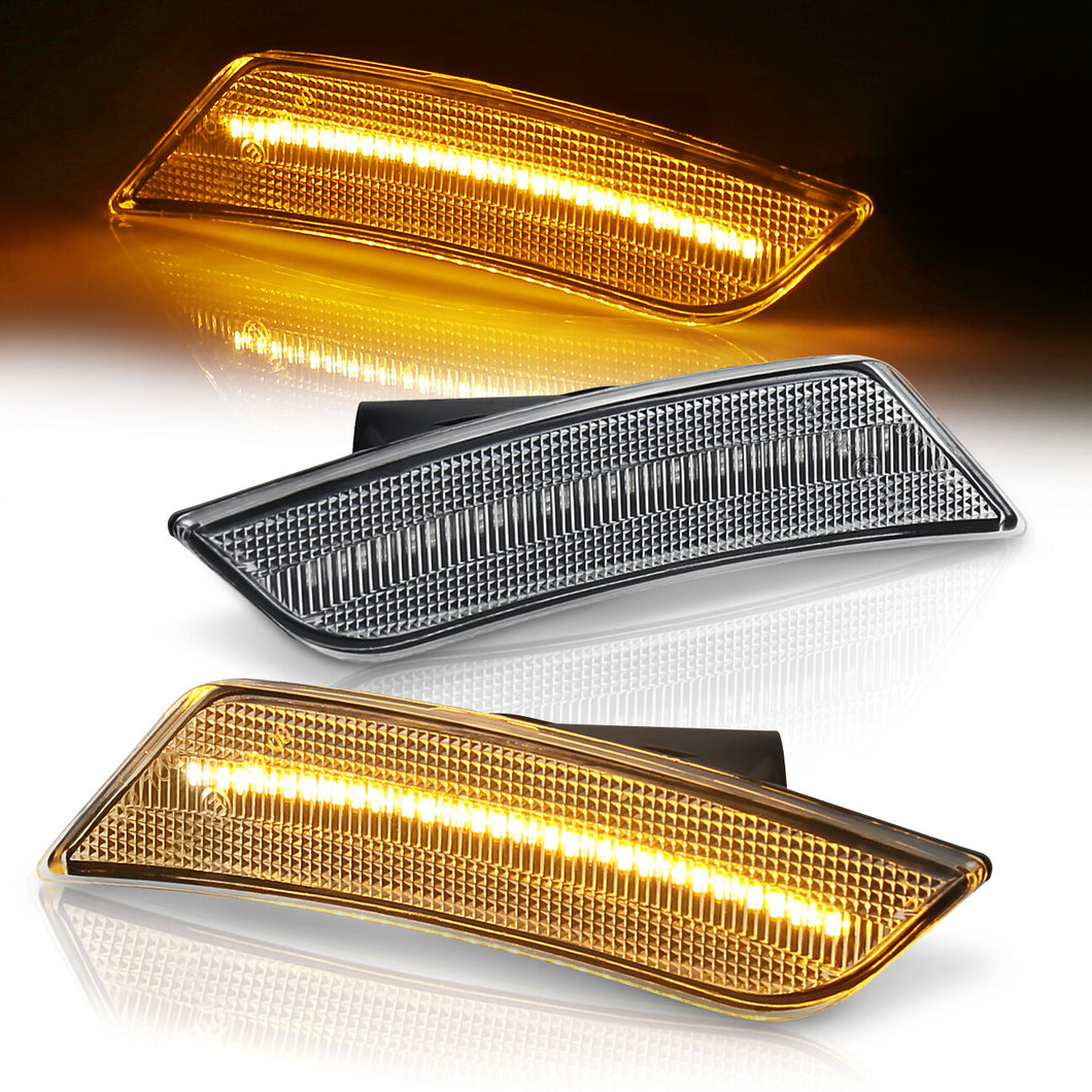 Cadillac ATS 2013-2014 Front Amber LED Side Marker Lights Clear Len