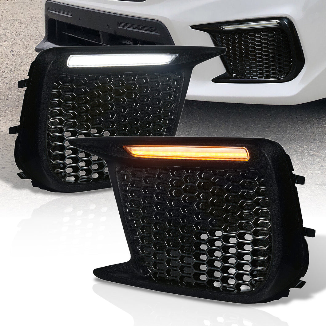 Subaru WRX STI 2018-2021 Front 2-in-1 Function Sequential LED DRL Bar (Running/Signal) Fog Light Bezels Black (S4 Style)
