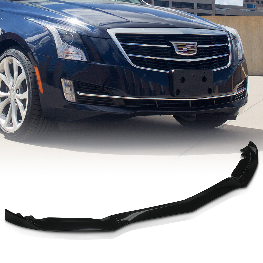 Cadillac ATS 2015-2018 3-Piece Style Front Bumper Lip Gloss Black