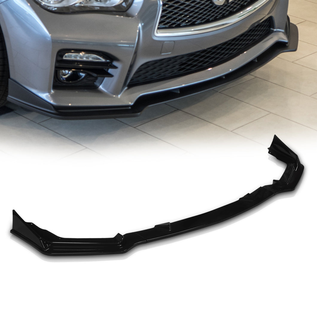 Infiniti Q50 Sport 2014-2017 3-Piece Style Front Bumper Lip Gloss Black