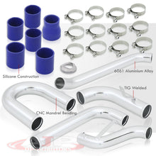 Load image into Gallery viewer, Honda Civic 1988-2000 D-Series Bolt-On Aluminum Polished Piping Kit + Blue Couplers
