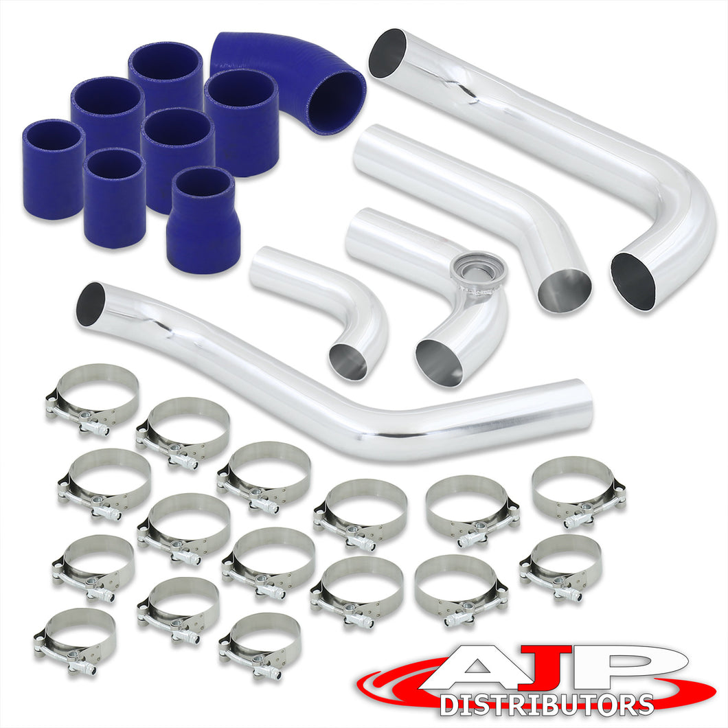 Honda Civic 2006-2011 R18 Bolt-On Aluminum Polished Piping Kit + Blue Couplers