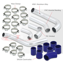Load image into Gallery viewer, Honda Civic 2006-2011 R18 Bolt-On Aluminum Polished Piping Kit + Blue Couplers
