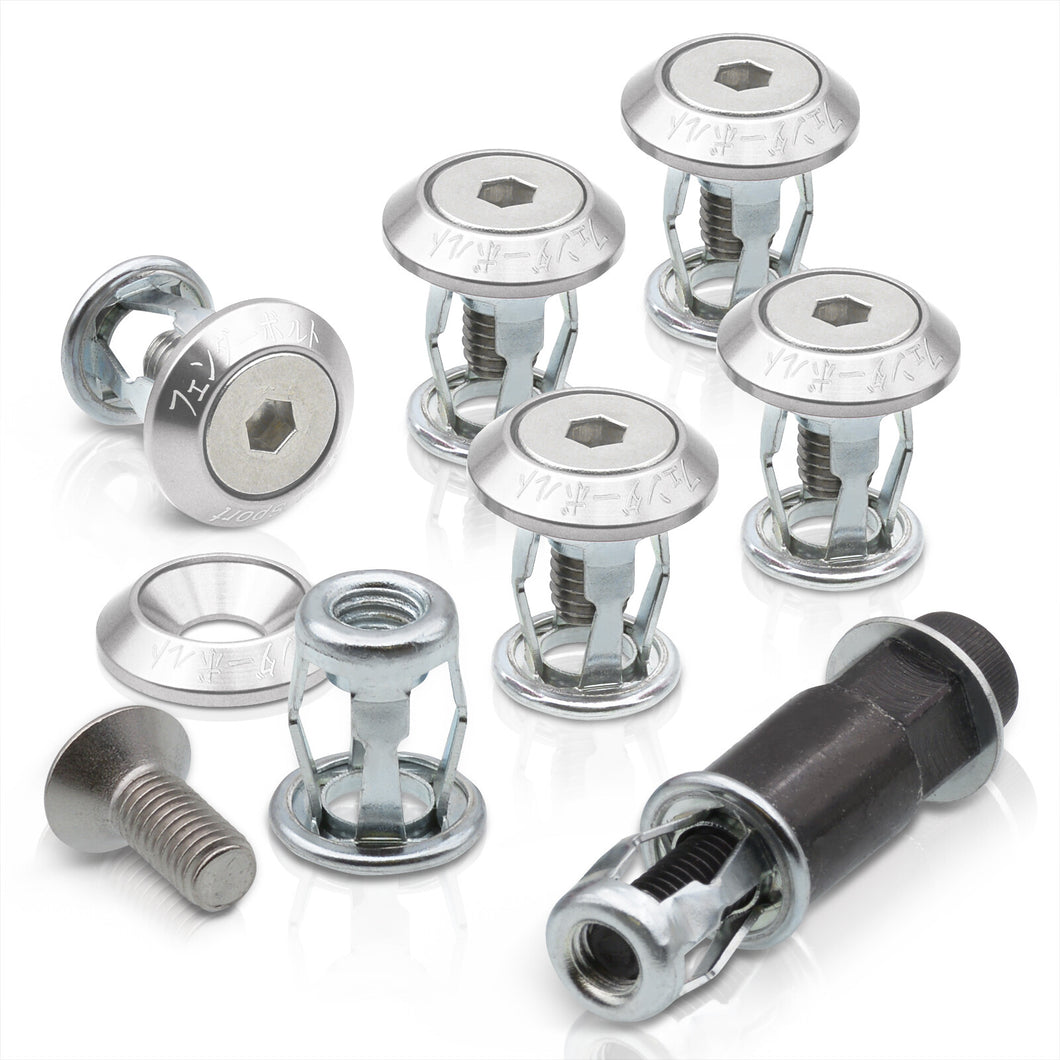 Universal 6pcs JDM Sport Fender Washer M8 Anchor Type Fasteners Kit Silver