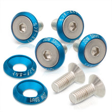Load image into Gallery viewer, Universal 6 Piece JDM Blue Billet Aluminum Engine Bay Dress Up Kit M8 x 20mm Fender Washer
