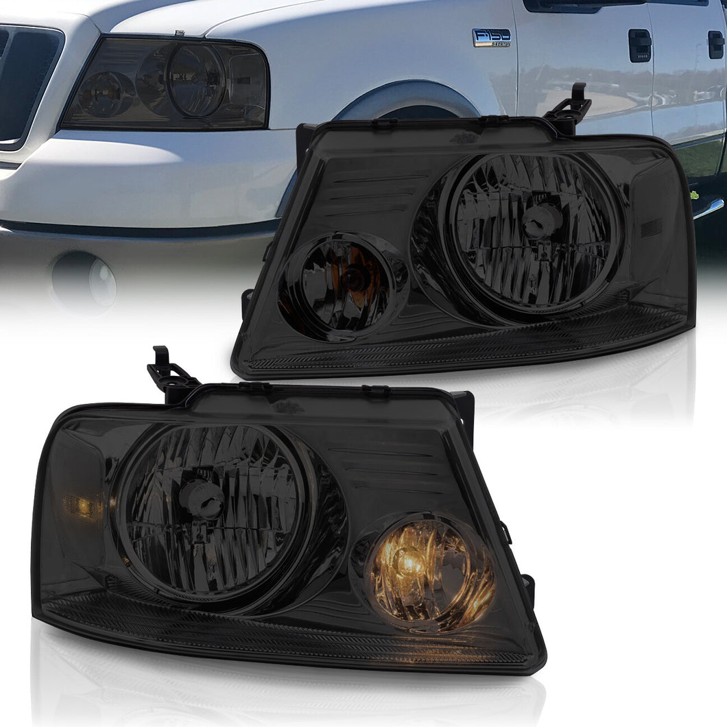 Ford F150 2004-2008 / Lincoln Mark LT 2006-2008 Factory Style Headlights Chrome Housing Smoke Len Clear Reflector