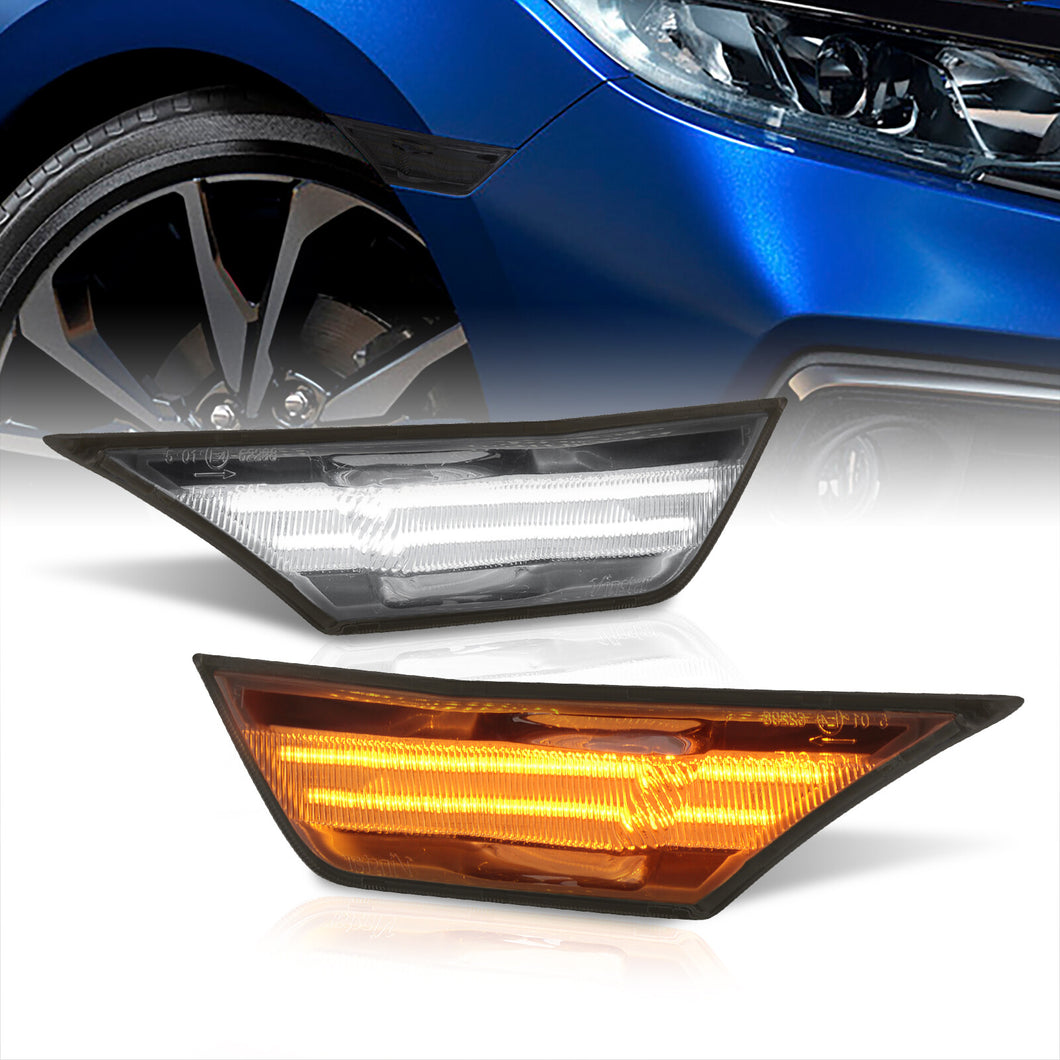 Honda Civic 2016-2021 2in1 Turn Signal/Running Lights LED Side Marker Smoke Len