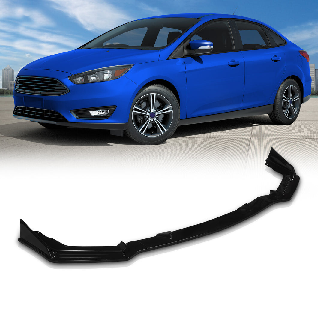 Ford Focus 2015-2018 3-Piece Style Front Bumper Lip Gloss Black