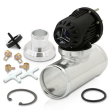 Load image into Gallery viewer, Universal SSQV Style Black Blow Off Valve BOV + 2.5" Aluminum Adapter Flange Kit
