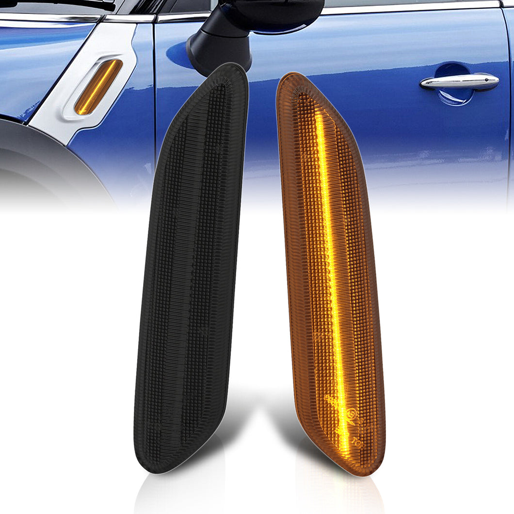 Mini Countryman R60 2011-2016 / Paceman R61 2013-2016 Front Amber Sequential LED Side Marker Lights Smoke Len