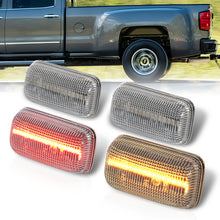 Load image into Gallery viewer, Chevrolet Silverado (Dually) 2500HD 3500HD 2015-2021 / GMC Sierra (Dually) 2500HD 3500HD 2015-2021 4 Piece Front Amber &amp; Rear Red LED Fender Side Marker Lights Clear Len
