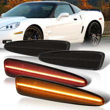 Load image into Gallery viewer, Chevrolet Corvette C6 2005-2013 4 Piece Front Amber &amp; Rear Red LED Side Marker Lights Smoke Len
