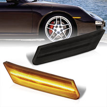 Load image into Gallery viewer, Porsche Carrera 997 2005-2012 / Boxster 987 2005-2012 / Cayman 987 2005-2012 Front Amber LED Side Marker Lights Smoke Len
