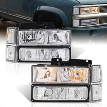 Load image into Gallery viewer, Chevrolet C/K 1500 2500 3500 1994-1998 Factory Style Headlights + Bumper + Corner Lights Chrome Housing Clear Len Clear Reflector
