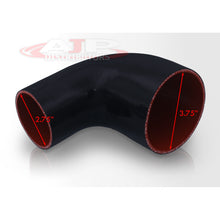 Load image into Gallery viewer, 2.75&quot; to 3.75&quot; 90 Degree Reducer Silicone Coupler Black
