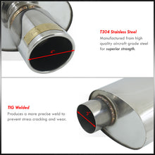 Load image into Gallery viewer, JDM Sport Universal Stainless Steel Oval Canister Muffler with 4&quot; Slant Tip and 3&quot; Inlet
