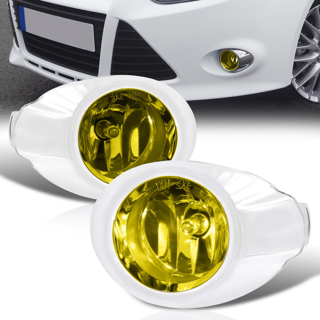 Ford Focus (Not Compatible for ST & Electric Models) 2012-2014 Front Fog Lights Yellow Len (Includes Switch & Wiring Harness)