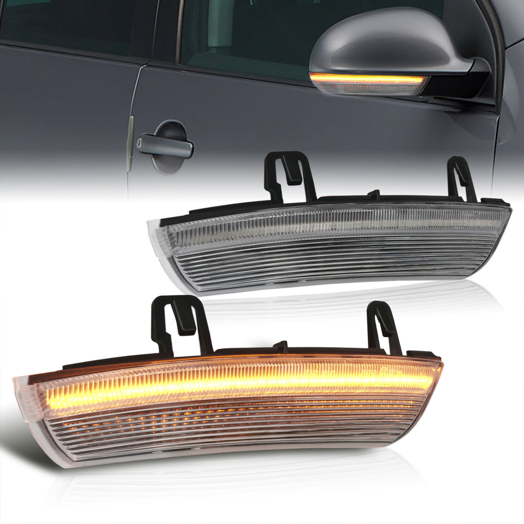 Volkswagen Golf MK5 2003-2012 / Jetta 2006-2011 / Passat 2003-2011 / Rabbit 2006-2009 Front Amber Sequential LED Side Mirror Signal Marker Lights Clear Len