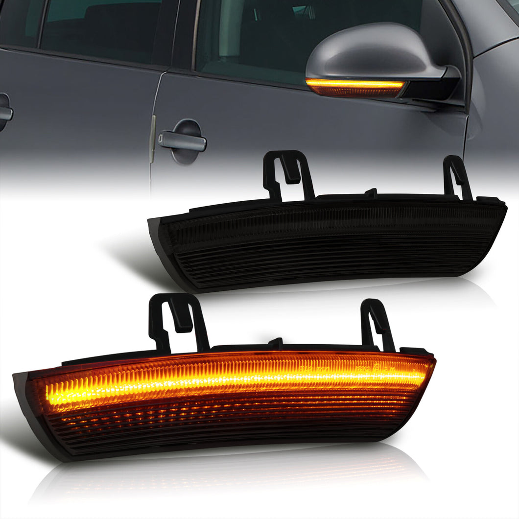 Volkswagen Golf MK5 2003-2012 / Jetta 2006-2011 / Passat 2003-2011 / Rabbit 2006-2009 Front Amber Sequential LED Side Mirror Signal Marker Lights Smoked Len